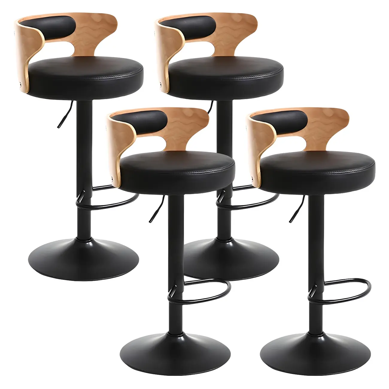 Adjustable Round Leather Swivel Bar Stools with Back Image - 29 | homeyfad