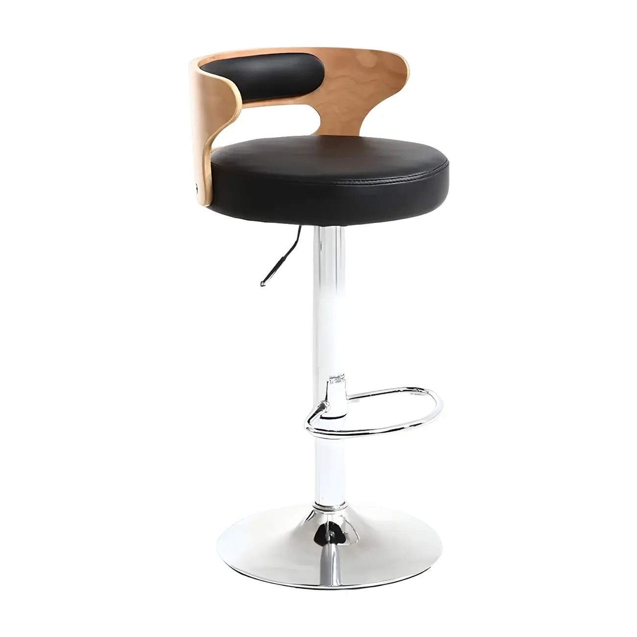 Adjustable Round Leather Swivel Bar Stools with Back Image - 30