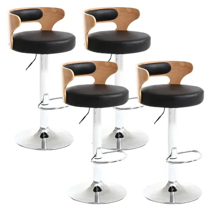 Adjustable Round Leather Swivel Bar Stools with Back Image - 32