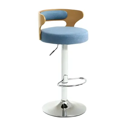 Adjustable Round Leather Swivel Bar Stools with Back Image - 36