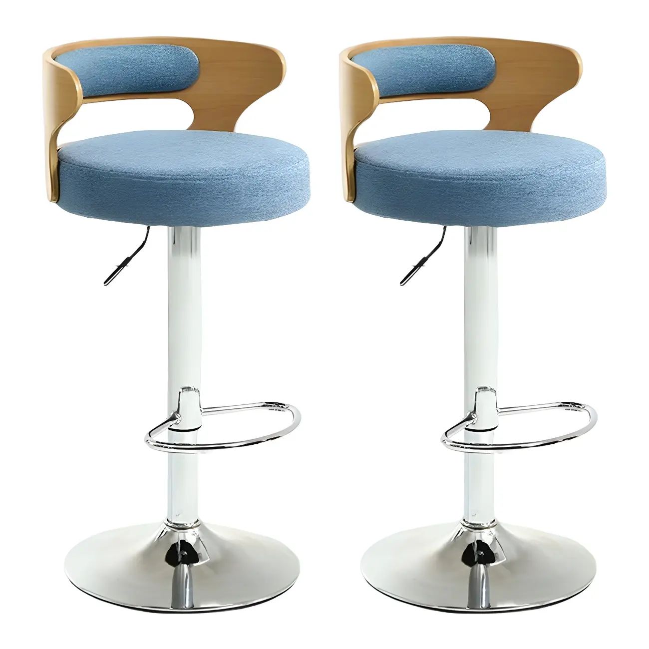Adjustable Round Leather Swivel Bar Stools with Back Image - 37 | homeyfad
