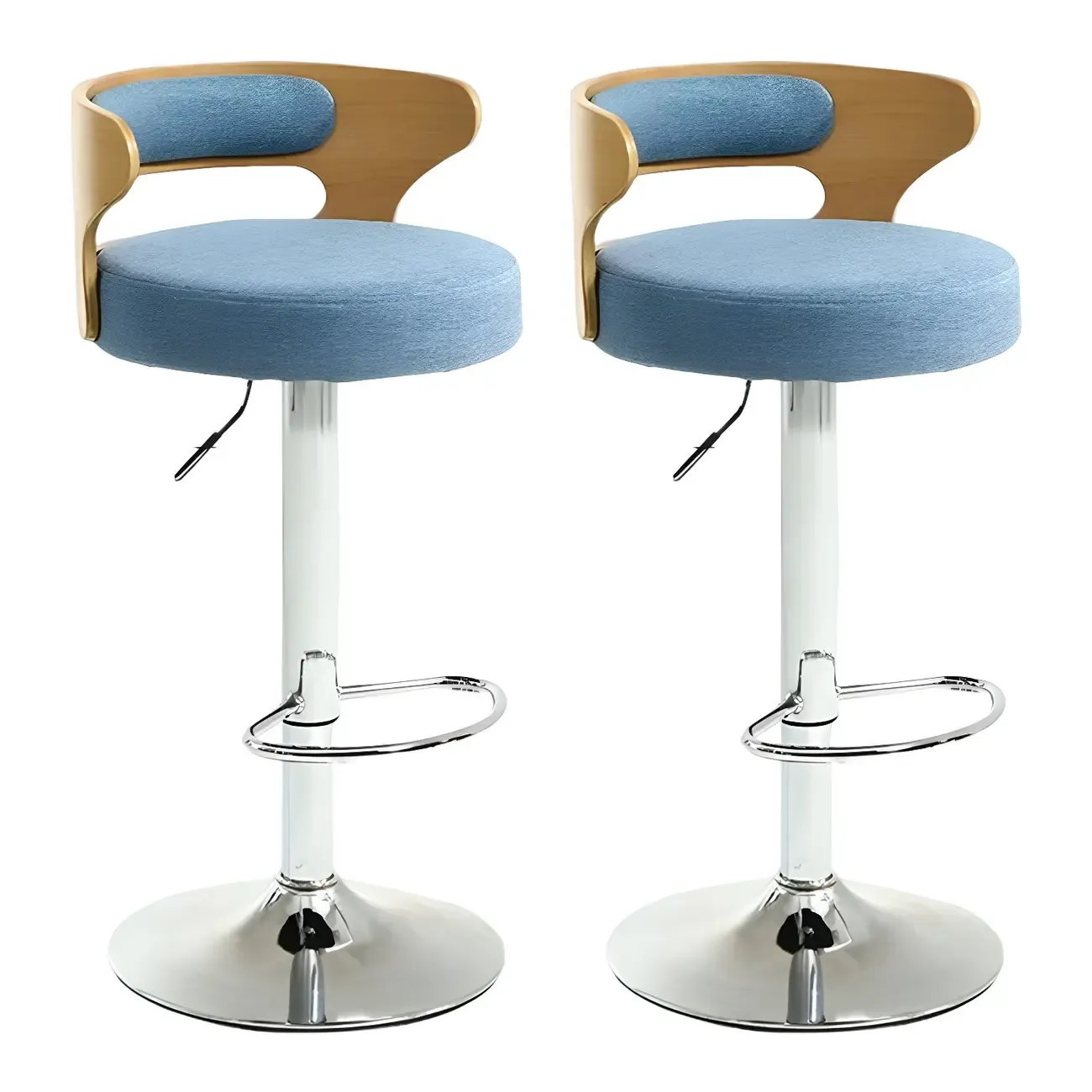 Adjustable Round Leather Swivel Bar Stools with Back Image - 37
