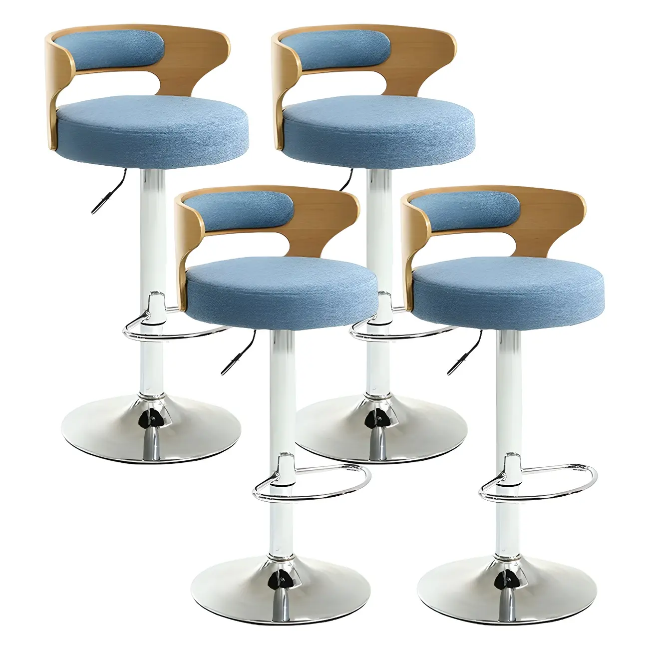 Adjustable Round Leather Swivel Bar Stools with Back Image - 38 | homeyfad