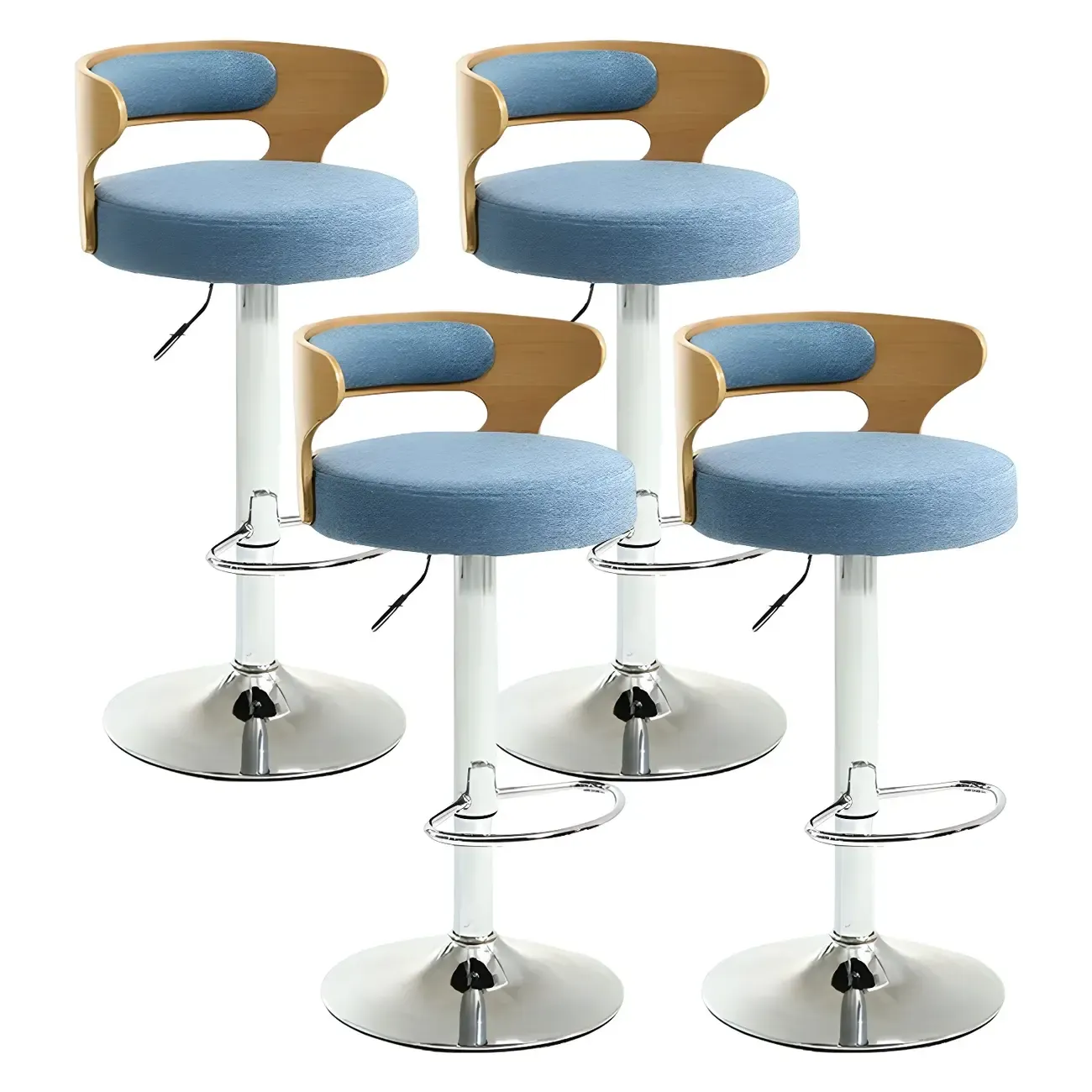 Adjustable Round Leather Swivel Bar Stools with Back Image - 38