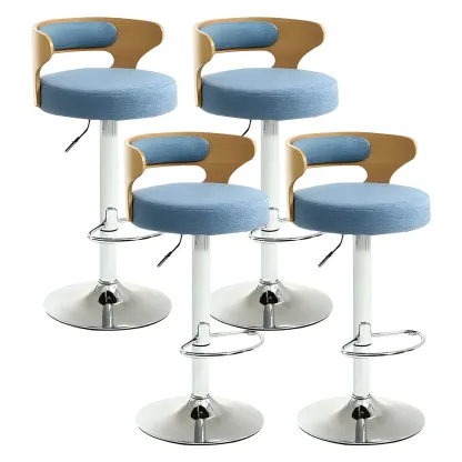 Adjustable Round Leather Swivel Bar Stools with Back Image - 38