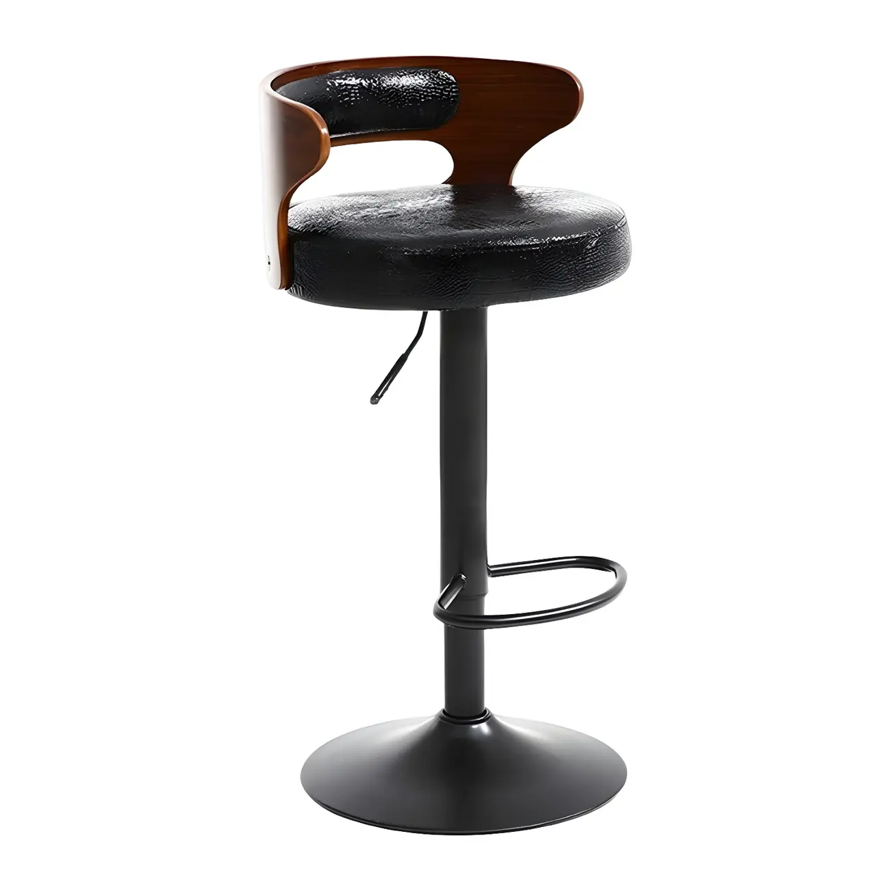 Adjustable Round Leather Swivel Bar Stools with Back Image - 39 | homeyfad