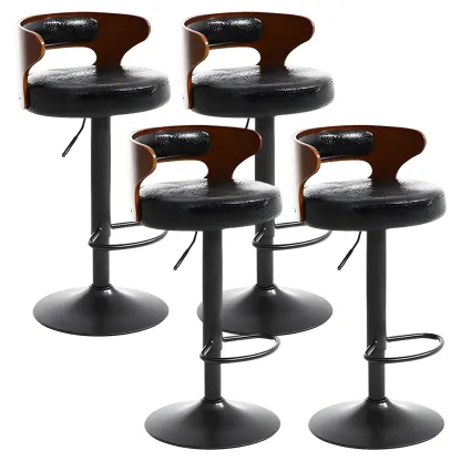 Adjustable Round Leather Swivel Bar Stools with Back Image - 41
