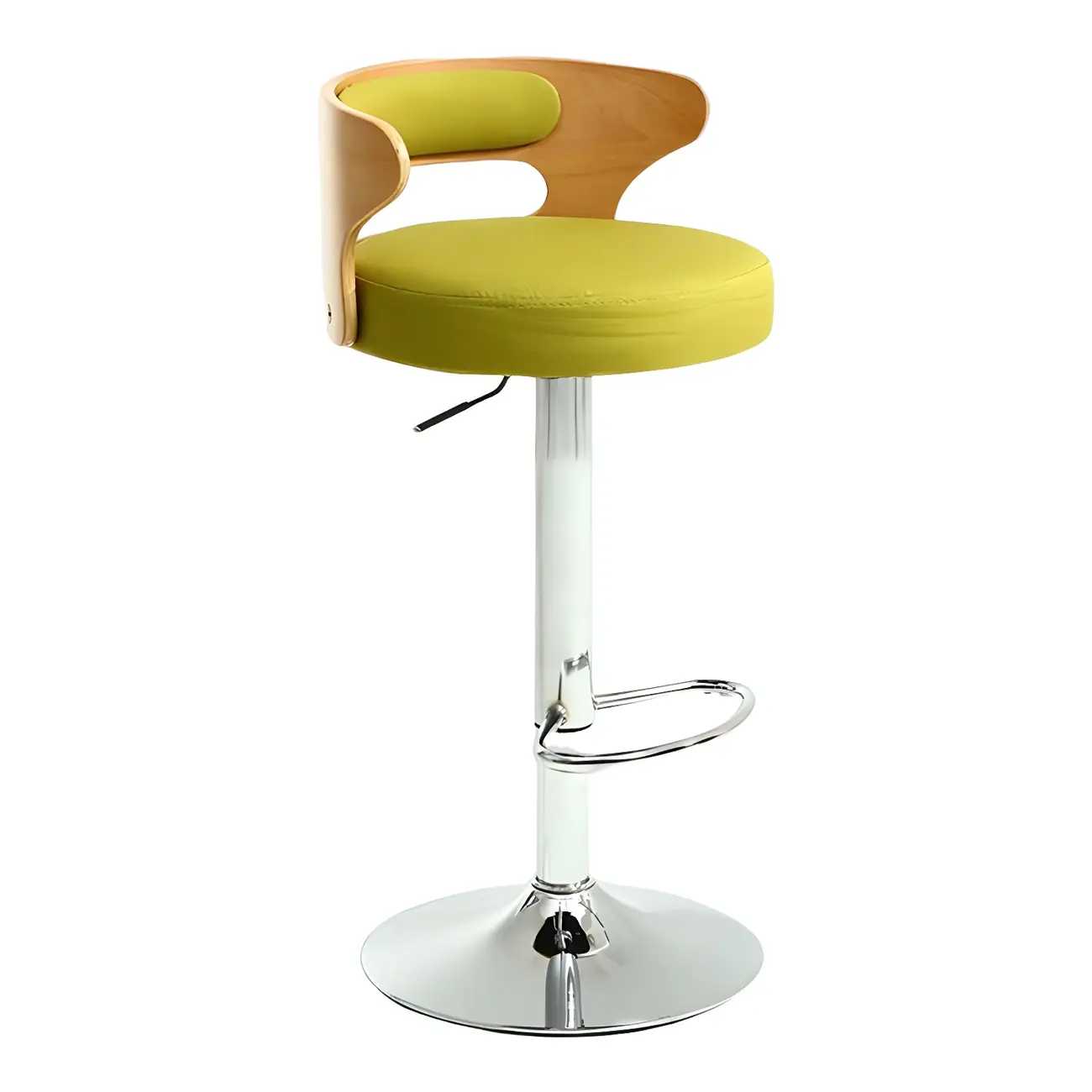 Adjustable Round Leather Swivel Bar Stools with Back Image - 42 | homeyfad