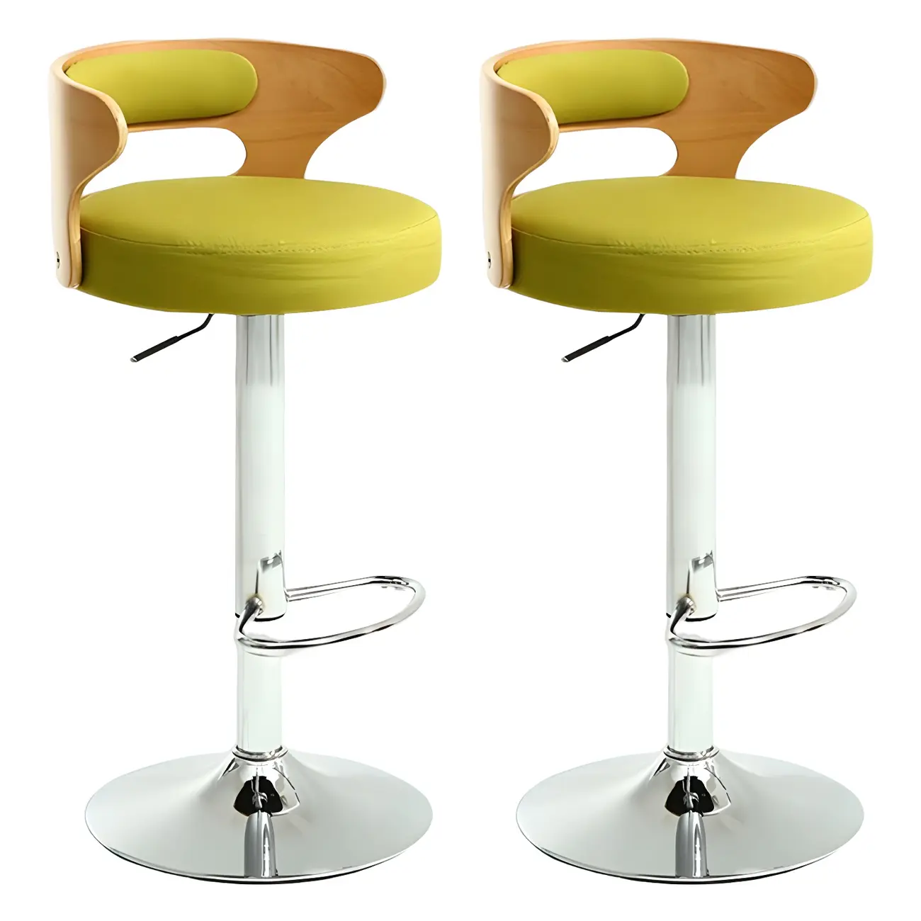 Adjustable Round Leather Swivel Bar Stools with Back Image - 43 | homeyfad