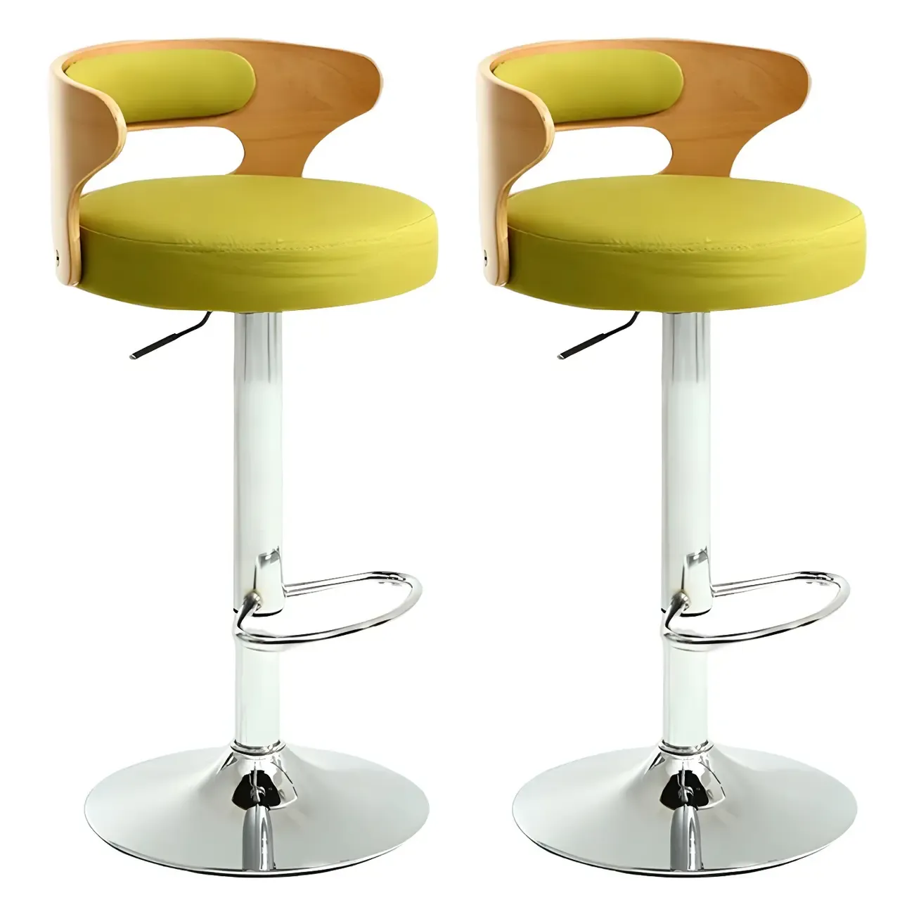 Adjustable Round Leather Swivel Bar Stools with Back Image - 43