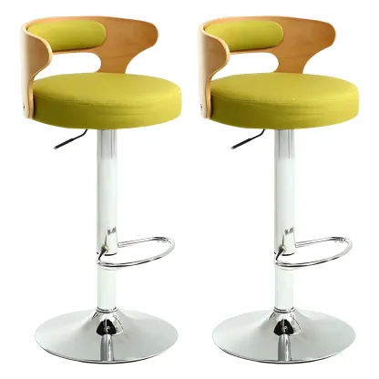 Adjustable Round Leather Swivel Bar Stools with Back Image - 43
