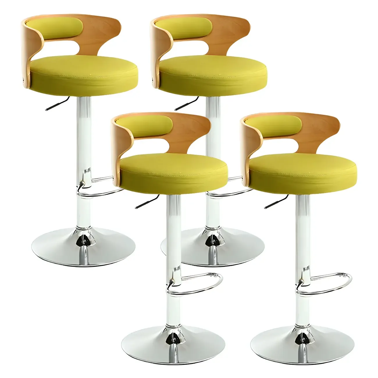 Adjustable Round Leather Swivel Bar Stools with Back Image - 44