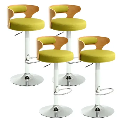 Adjustable Round Leather Swivel Bar Stools with Back Image - 44