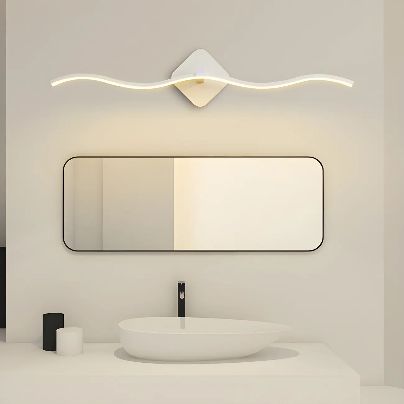 Modern Black Linear Arc LED Vanity Light for Bathroom | homeyfad