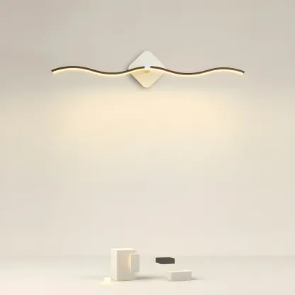 Modern Black Linear Arc LED Vanity Light for Bathroom