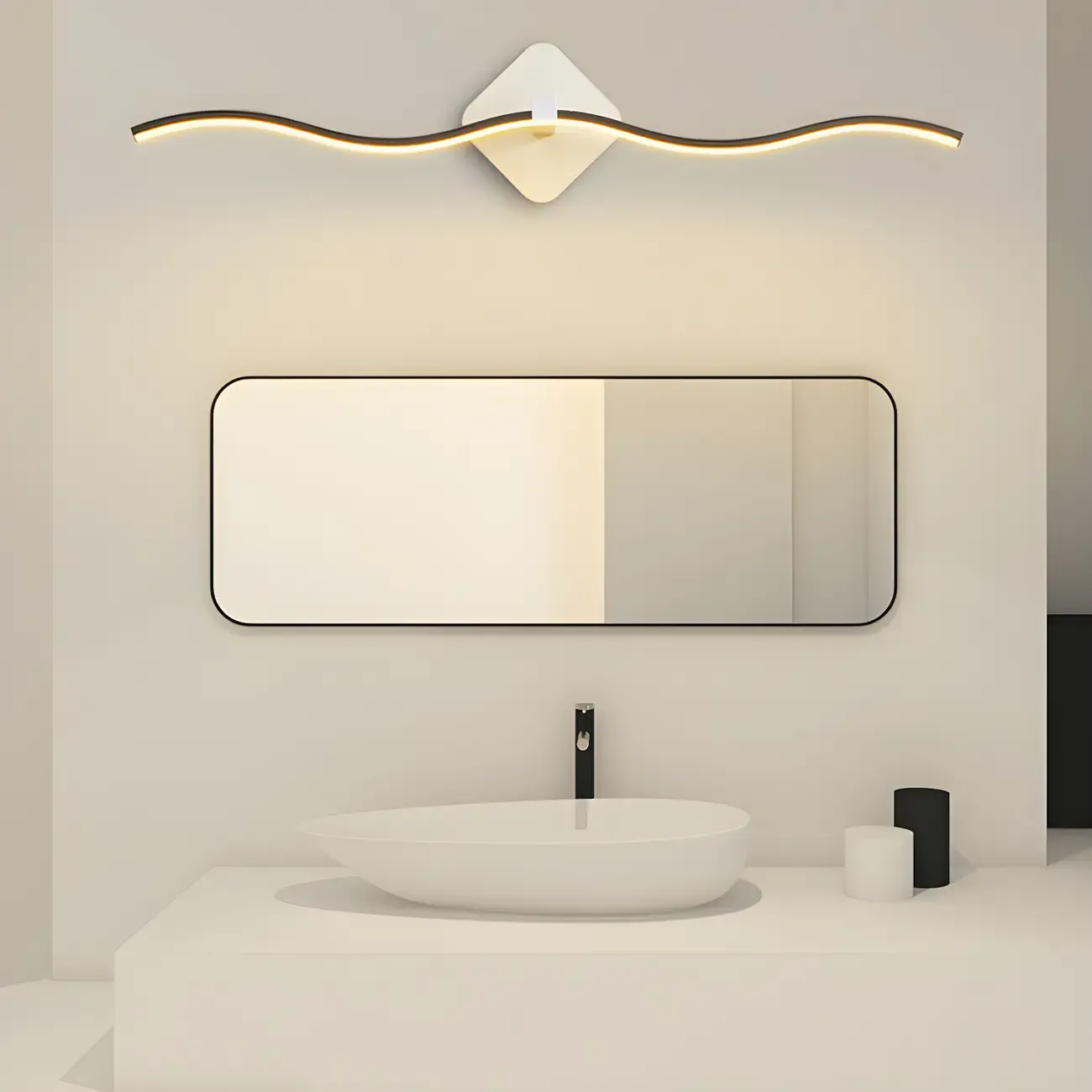 Modern Black Linear Arc LED Vanity Light for Bathroom