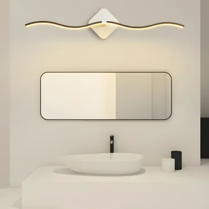 Modern Black Linear Arc LED Vanity Light for Bathroom