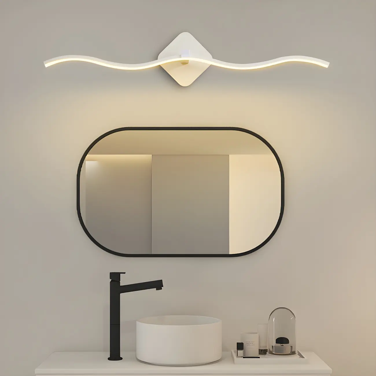 Modern Black Linear Arc LED Vanity Light for Bathroom | homeyfad