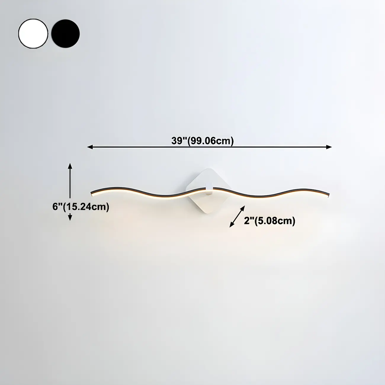 Modern Black Linear Arc LED Vanity Light for Bathroom  #size