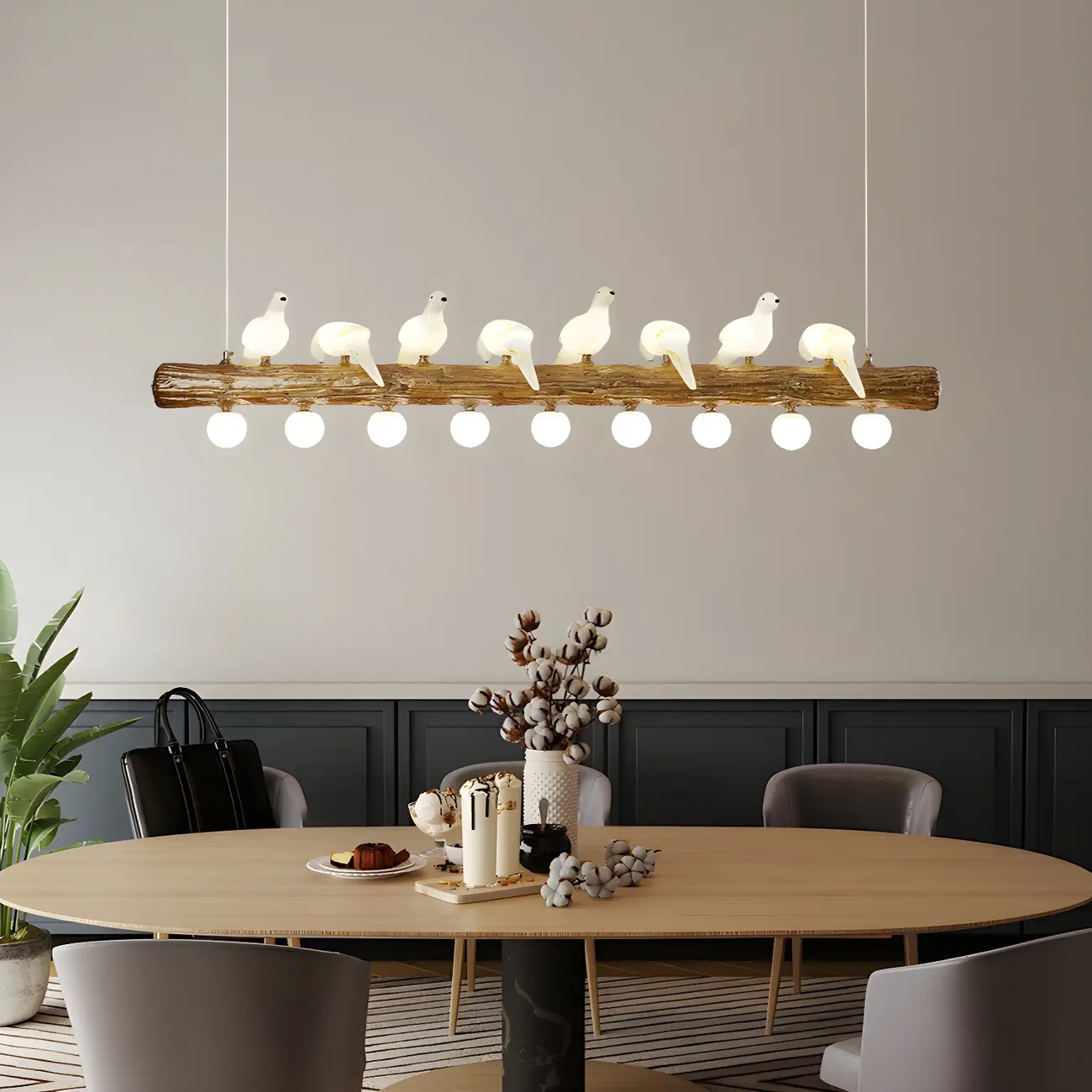 Rustic Wood LED Bird Island Chandelier Image - 6 | homeyfad