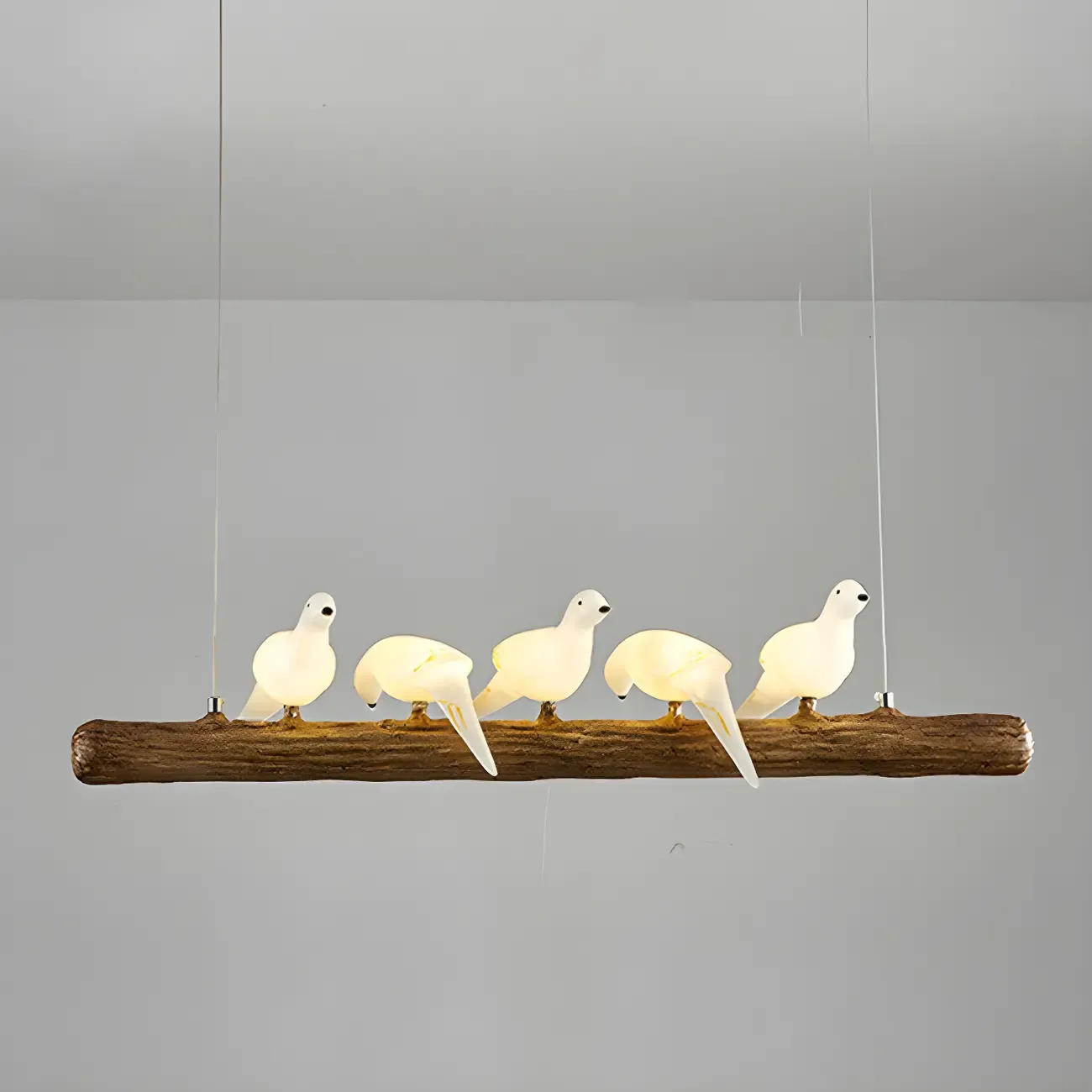 Rustic Wood LED Bird Island Chandelier Image - 9