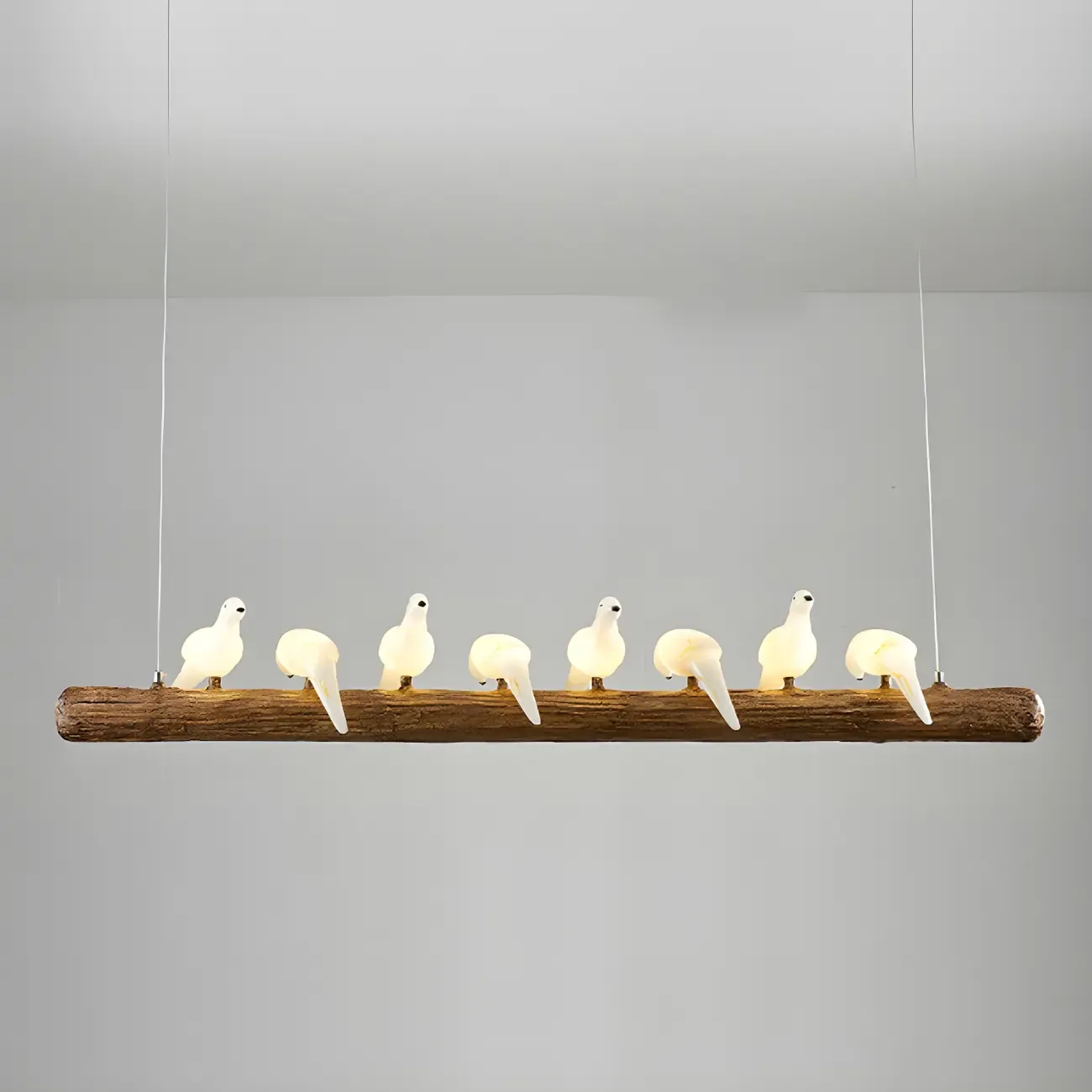 Rustic Wood LED Bird Island Chandelier Image - 10
