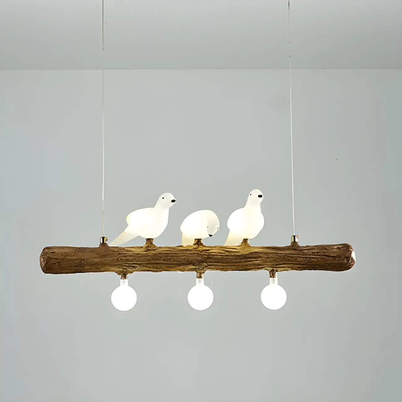 Rustic Wood LED Bird Island Chandelier Image - 11