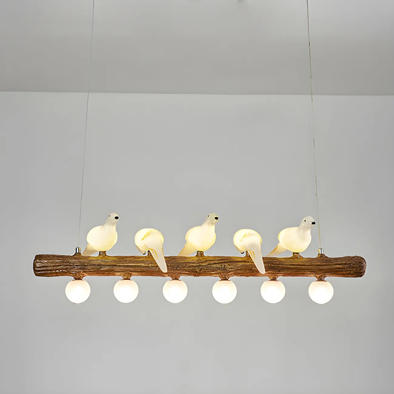 Rustic Wood LED Bird Island Chandelier Image - 13 | homeyfad