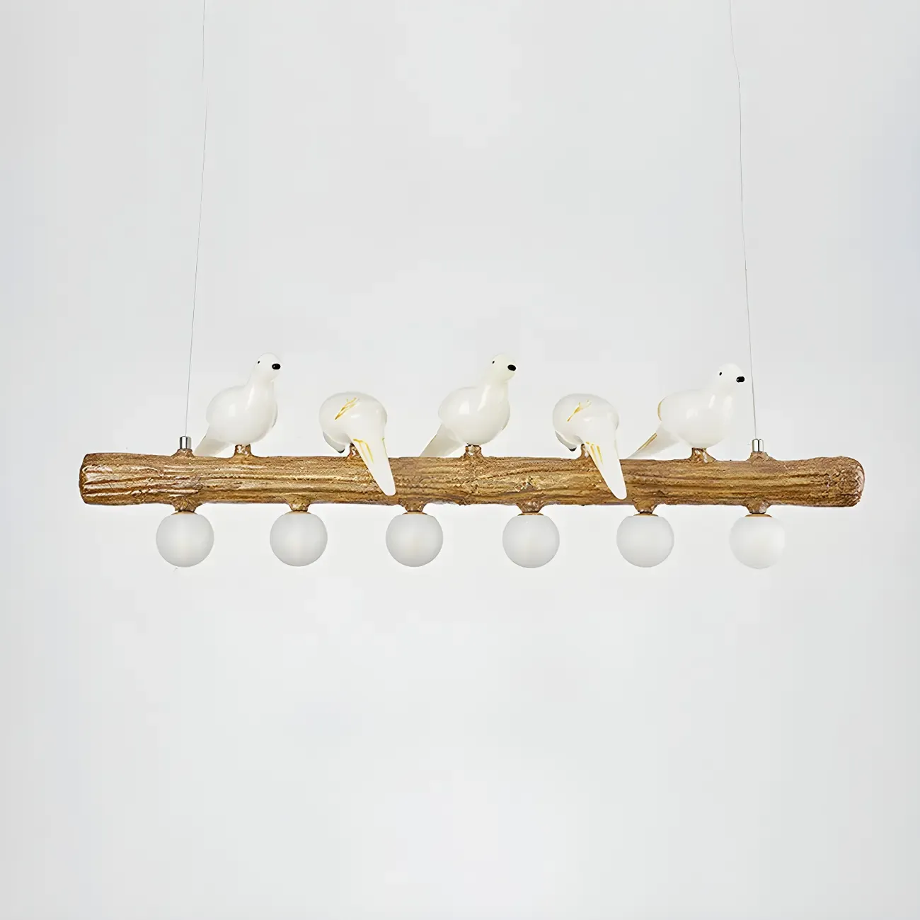 Rustic Wood LED Bird Island Chandelier Image - 16