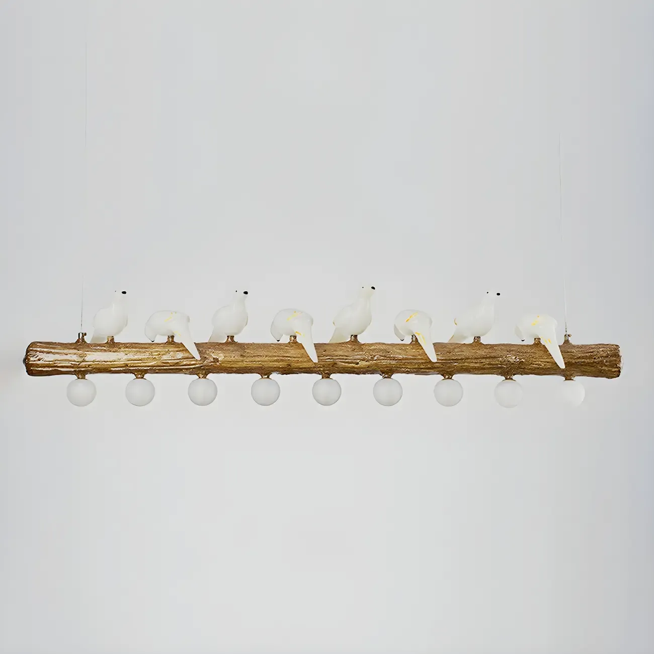 Rustic Wood LED Bird Island Chandelier Image - 17