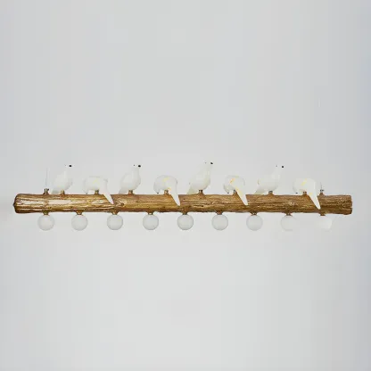 Rustic Wood LED Bird Island Chandelier Image - 17