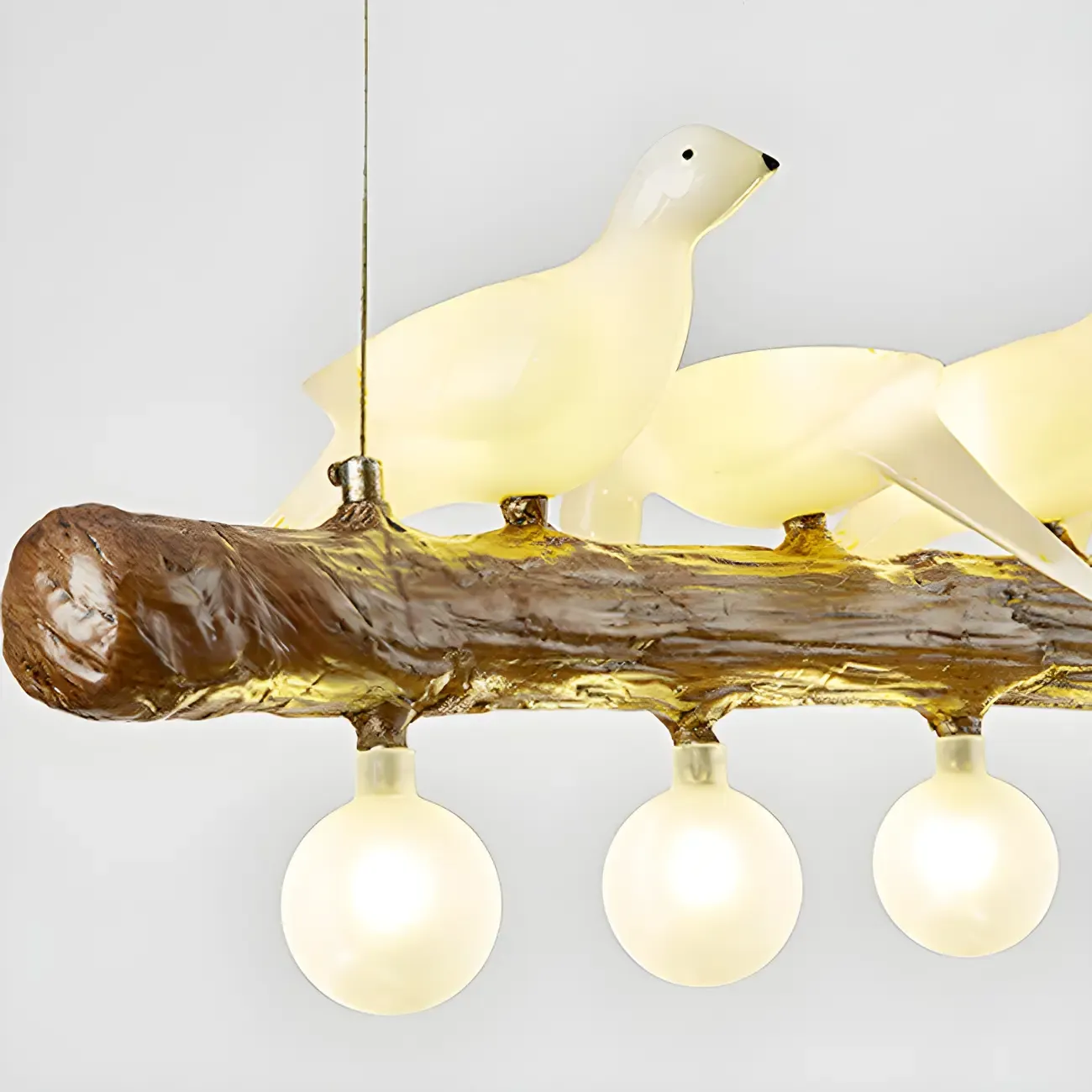 Rustic Wood LED Bird Island Chandelier Image - 20