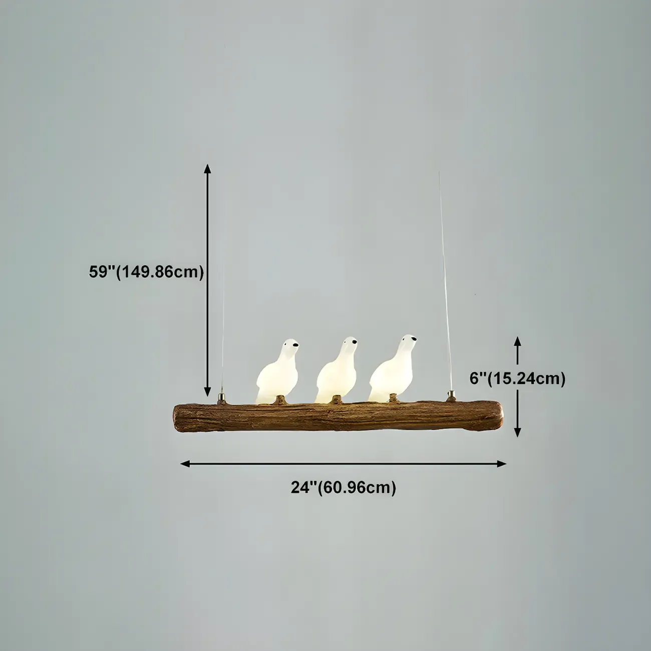 Rustic Wood LED Bird Island Chandelier #size