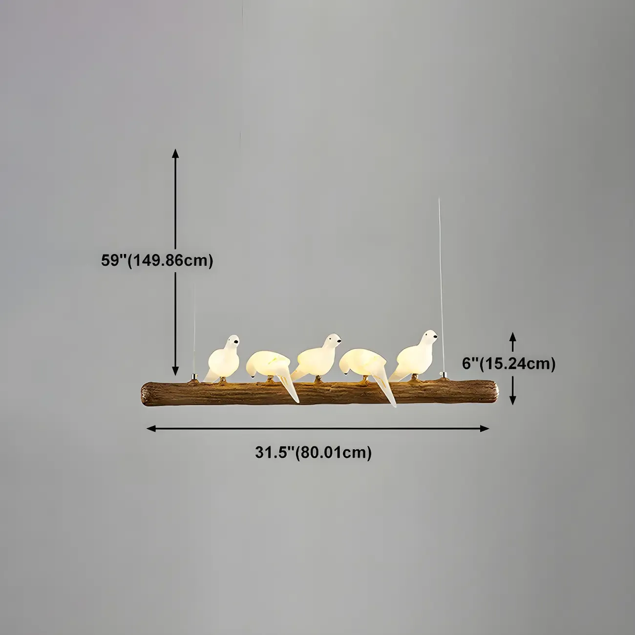 Rustic Wood LED Bird Island Chandelier Image - 23