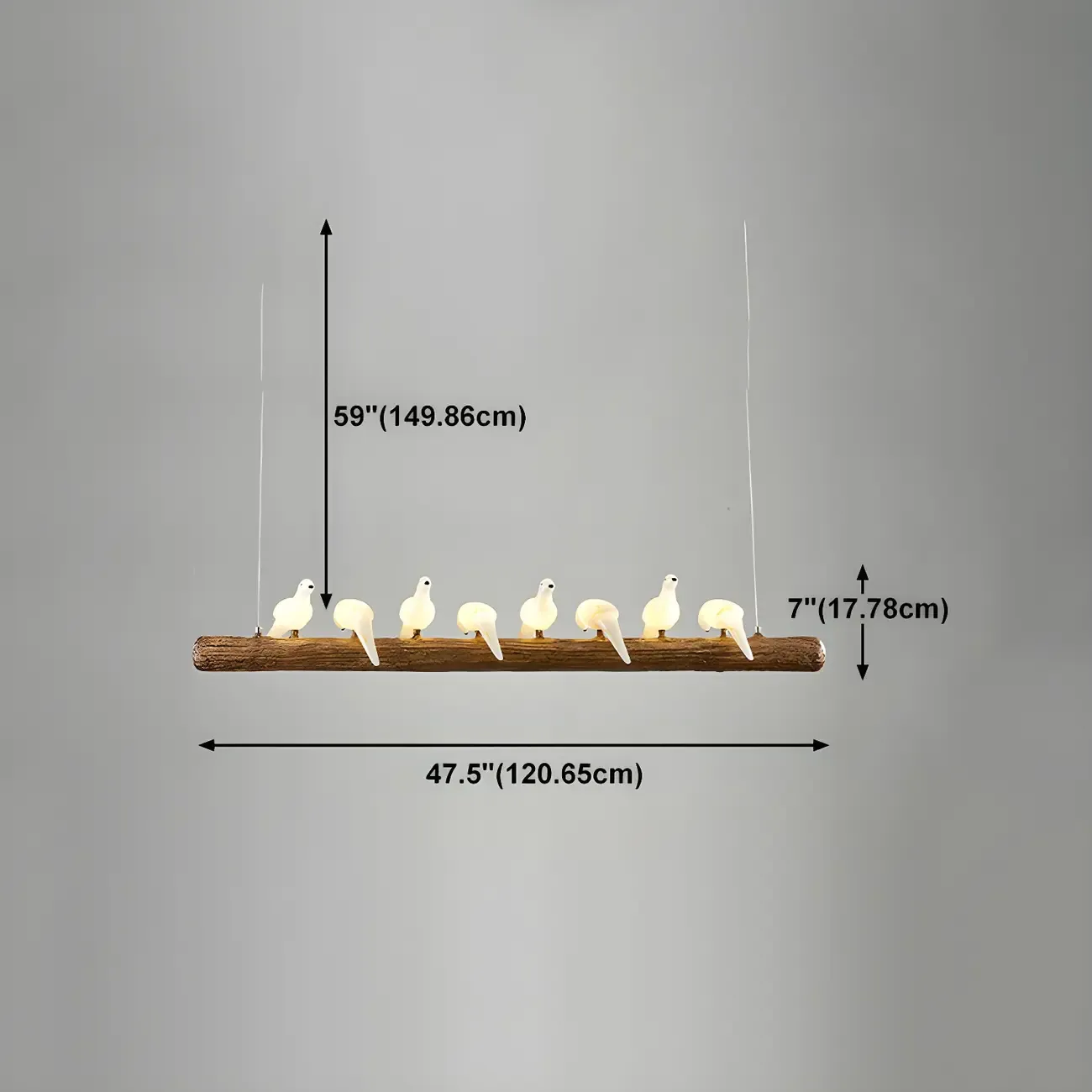 Rustic Wood LED Bird Island Chandelier Image - 25