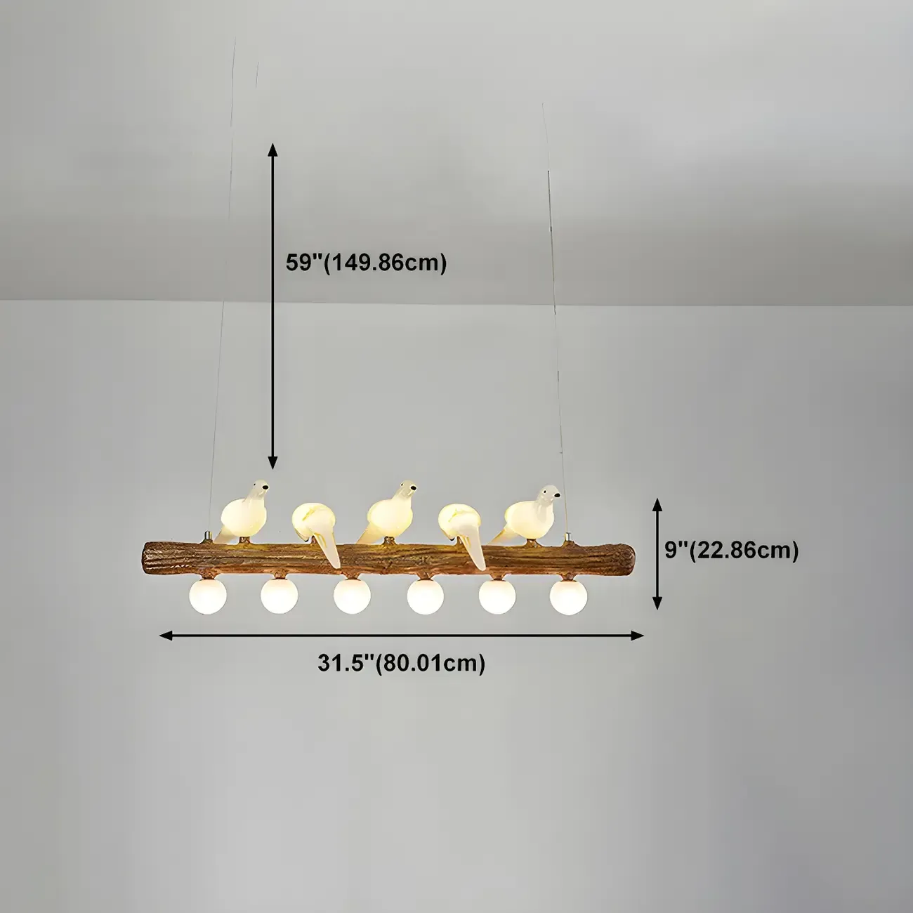 Rustic Wood LED Bird Island Chandelier Image - 26