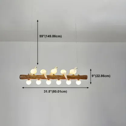 Rustic Wood LED Bird Island Chandelier Image - 26