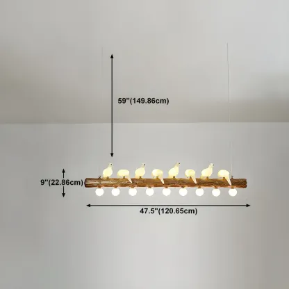 Rustic Wood LED Bird Island Chandelier Image - 27
