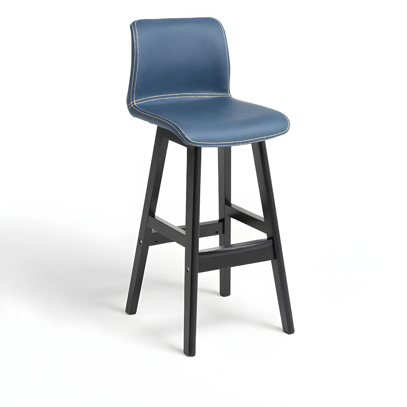 Square Leather Low Back Bar Stools with Footrest Image - 9 | homeyfad