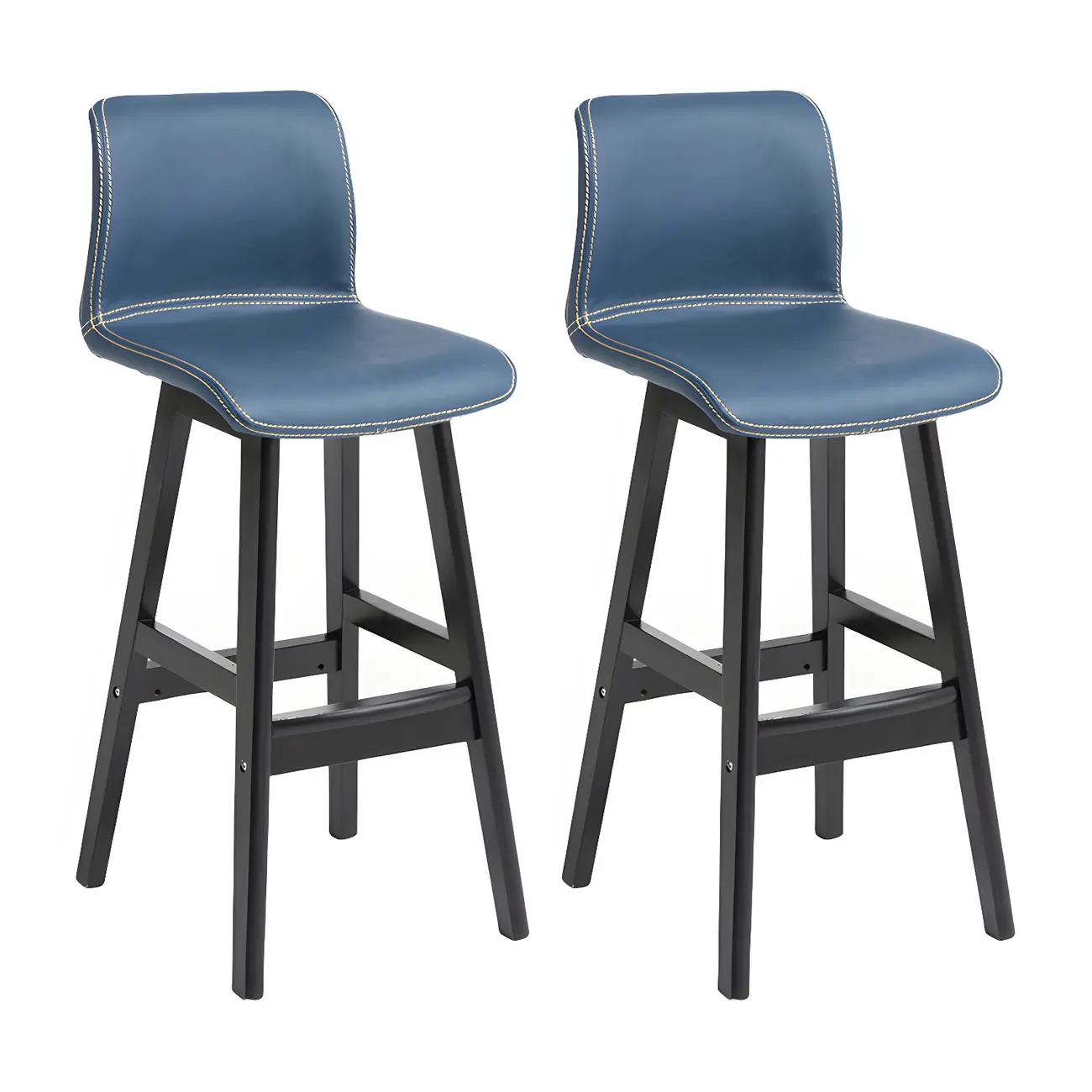 Square Leather Low Back Bar Stools with Footrest Image - 11 | homeyfad