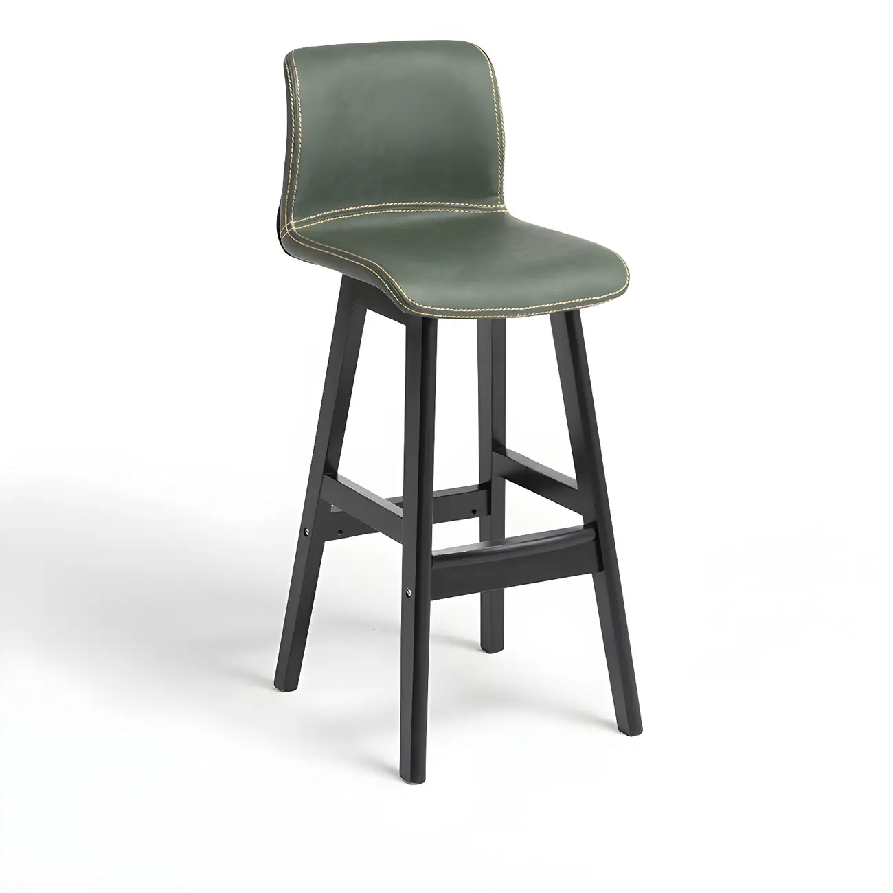 Square Leather Low Back Bar Stools with Footrest Image - 14 | homeyfad