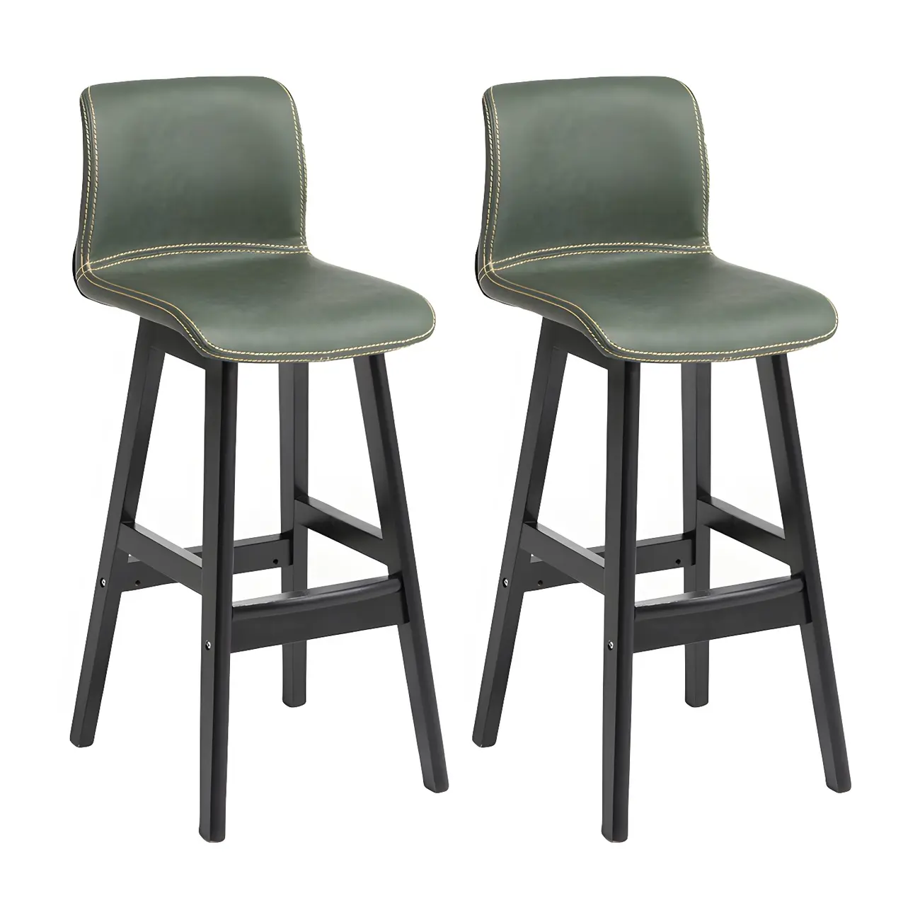 Square Leather Low Back Bar Stools with Footrest Image - 16 | homeyfad
