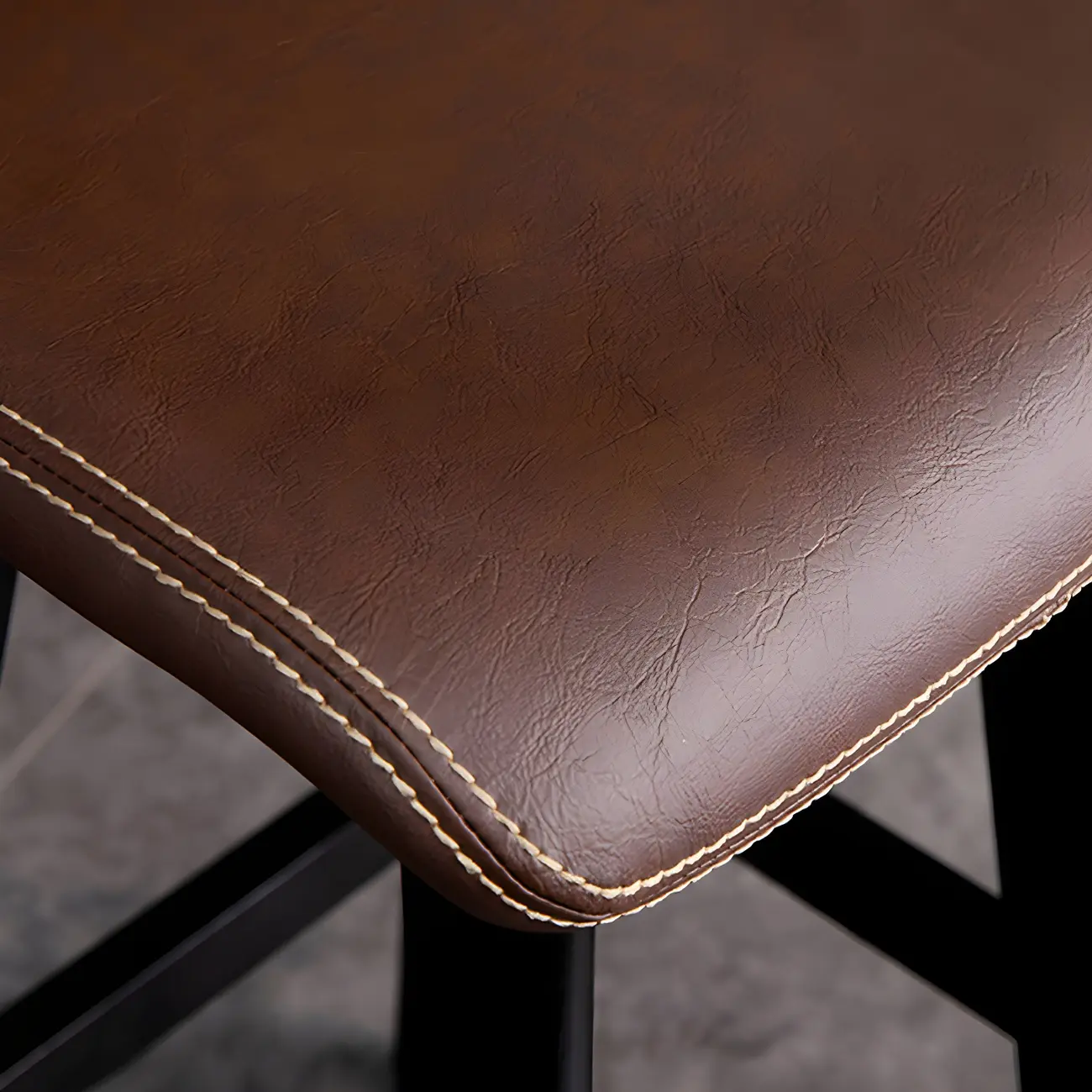 Square Leather Low Back Bar Stools with Footrest Image - 17 | homeyfad