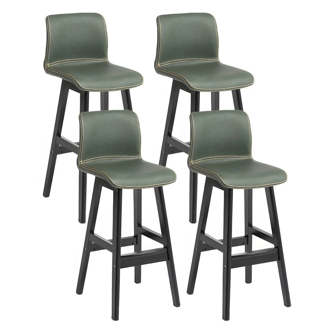 Square Leather Low Back Bar Stools with Footrest Image - 20 | homeyfad