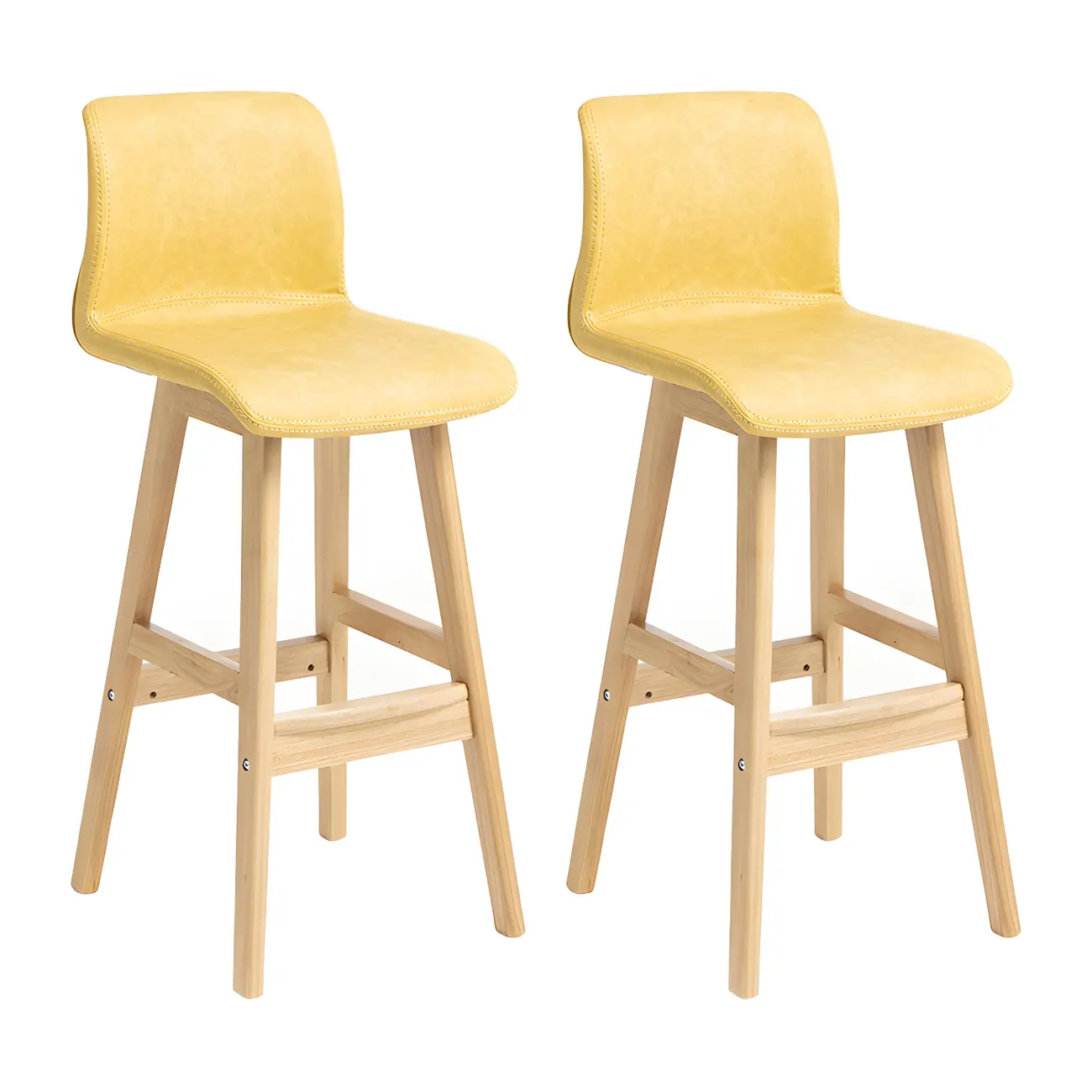 Square Leather Low Back Bar Stools with Footrest Image - 23 | homeyfad