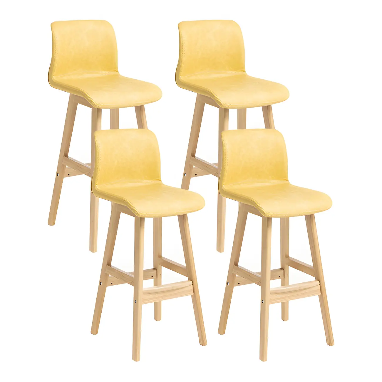Square Leather Low Back Bar Stools with Footrest Image - 24 | homeyfad