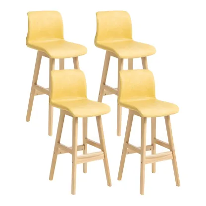 Square Leather Low Back Bar Stools with Footrest Image - 24