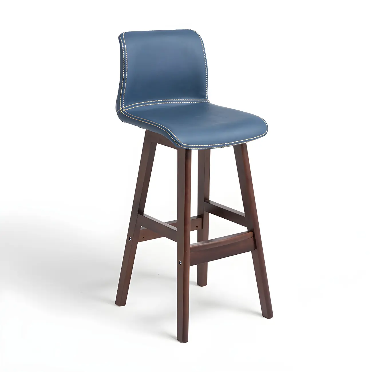 Square Leather Low Back Bar Stools with Footrest Image - 25 | homeyfad