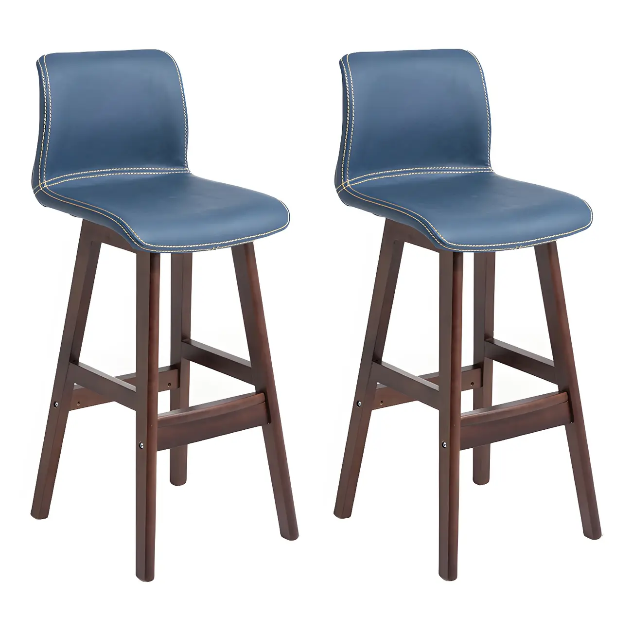 Square Leather Low Back Bar Stools with Footrest Image - 26 | homeyfad