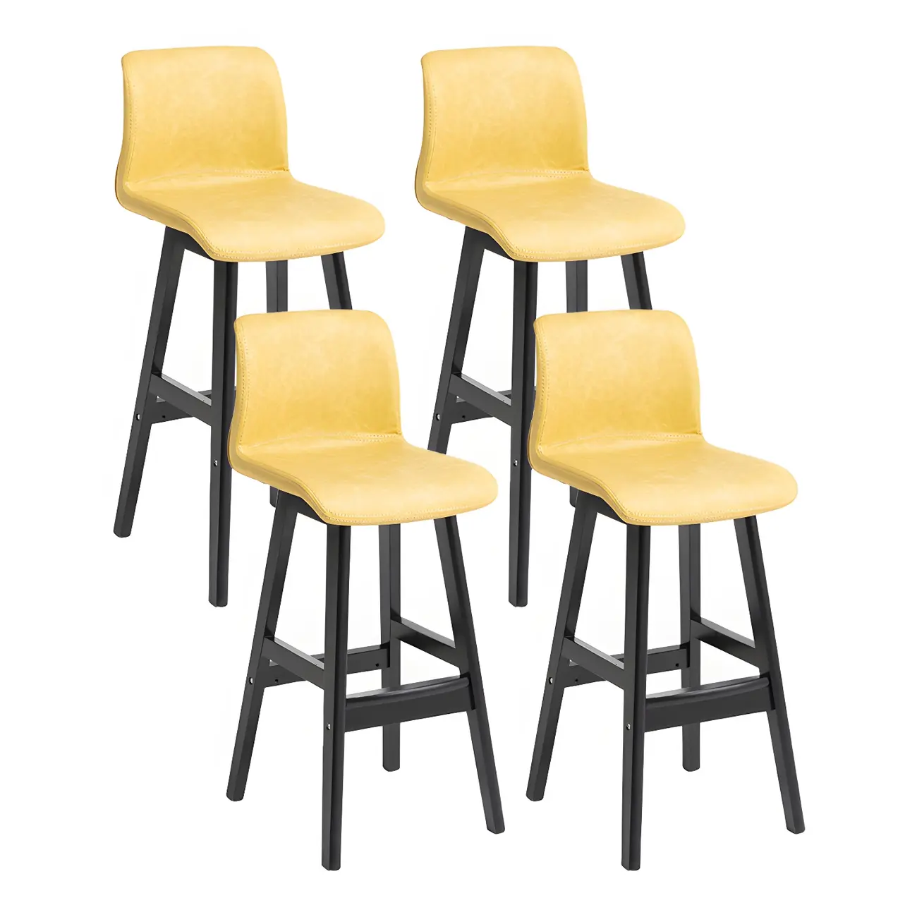 Square Leather Low Back Bar Stools with Footrest Image - 33 | homeyfad